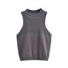 Colete de Tricô Slim Stretch em Forma de I Europeu e Americano de Verão Novo Estilo Gola Redonda Pequena Sem Mangas para Mulheres Tendência