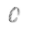 Anillo Ajustable de Apertura Trenzado Twist para Hombre y Mujer Hip-Hop Plateado Línea de Onda Antigua Combinación Suministro Anillo para Dedo de Comida