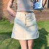 Falda de Minivestir de Mezclilla de Línea A Bodycon Anti-Exposición de Cintura Alta Estilo Retro Americano Ropa para Mujer Fabricante de Origen Envío Directo