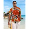 Camisa hawaiana casual de manga corta para hombre, retro, floral, con estampado digital 3D, superventas de verano transfronterizo