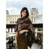 Bufanda Cálida Retro con Estampado de Leopardo para Mujer, Versátil para Primavera y Otoño, Elegante Chal de Doble Uso, Elegante Bufanda de Seda con Estampado de Leopardo