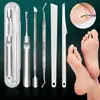 Set de Cuidado de Pies de Acero Inoxidable Transfronterizo Salón de Uñas Tenedor para Piel Muerta Recogedor de Uñas de Doble Cabeza Lima para Pies Herramienta de Exfoliación