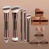 Set de Pinceles de Maquillaje Doble Cara Transfronterizo Europeo y Americano, Pincel para Base tipo Almohada, Pincel para Polvo de Rubor, Pincel de Maquillaje Color Café, Herramientas de Belleza