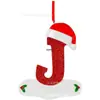 Iniciais de Natal com Chapéu Vermelho Decoração de Letras, Enfeite Pendurado para Árvore de Natal DIY Pingentes Personalizados Presentes