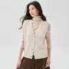 Chaleco de cachemira con cuello en V bordado y botones, cárdigan de punto sin mangas para mujer, elegante y moderno para usar en capas