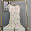 Novo Pijama de Algodão e Seda 2025 para Mulheres, Verão Fino Tamanho Grande, Vestido Longo de Algodão Artificial de Manga Curta para Usar por Cima