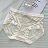 Estilo Francês Puro Desejo ~ Lady Sexy Seda Simples Cintura Média Renda Malha Algodão Puro Forro Calcinhas Femininas Cintura Média