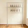Tienda de Ropa Estante de Exhibición Móvil Ajustable con Ruedas Perchero de Acero Inoxidable Cepillado Perchero de Pie para Uso Doméstico