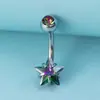 Anillo para ombligo de varilla de acero inoxidable para joyería transfronteriza color estrella de cinco puntas garra de circón clavo para ombligo perforado juego al por mayor