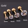 Pendientes de Cristal Diamante Circonita Estilo Coreano Tornillos de Acero Inoxidable Unisex 4 Garras Tornillos de Acero de Titanio Roscados