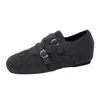 Mocasines Dulces de Punta Cuadrada y Suela Gruesa, Zapatos de Algodón Literarios Retro de Invierno con Hebilla de Una Línea, Zapatos Pequeños de Cuero Retro para Niñas con Aumento de Altura Interior