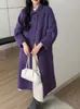 Abrigo de Lana de Doble Cara con Solapas de Punto Simple Estilo Maduro Ligero Largo Engrosado Cálido con Cordones Abrigo de Lana de Doble Cara