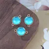 Novos Acessórios de Pingente com Borla Inlaid de Pedra Preciosa Dupla Pendurada Redonda Base Feitos à Mão Materiais de Joias DIY Semi-Acabados