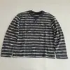 Gola Triangular Tricô Listrado de Pelo Sintético de Coelho Feminino Novo Solto Casual Versátil Aparência Emagrecedora Top Cor Lisa Camiseta de Manga Longa