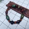 Pulseira de Ágata Tibetana de Três Olhos, Pulseira de Círculo Único, Vermelha, Masculina e Feminina, Fileira de Mão Preta, Venda ao Vivo, Suprimento de Jade