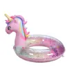 70# Flotador Rosa Dorado Flamenco para Nadar Flotador Inflable Infantil Anillo para Axilas con Lentejuelas Un Precio