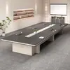 Móveis de Escritório Mesa de Conferência Grande Mesa Longa Mesa de Escritório Simples Moderna Mesa Retangular para Sala de Conferência Conjunto de Mesa e Cadeiras Cantos Arredondados