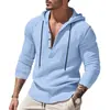 Sudadera con capucha de lino para hombre de manga larga, nueva para primavera y otoño, europea y americana, casual a la moda, corte holgado con cordón
