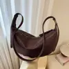 Bolso Grande de Mujer Vintage 2024 Nuevo Diseño Casual de Nicho Bolso Cruzado de Cuerno Versátil Bolso Dumpling para Viajes Diarios