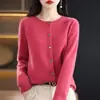 Suéter de Punto de Osmanthus, Abrigo Suéter de Cuello Redondo de Moda Suelto de Terciopelo Andy, Cárdigan de Color Sólido Listo para Usar para Mujer, Gris