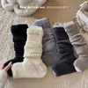Meias de Tricô com Pé para Outono e Inverno Femininas, Meias Vermelhas Ankora Estilo Slouch, Aquecedor de Panturrilha Branco Versátil Tendência Y2K