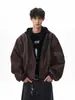Traje de Vuelo Falso de Dos Piezas Americano Transfronterizo 2025 para Hombre Chaqueta 2025 Primavera y Otoño Silueta Holgada con Capucha Chaqueta de Piel Sintética