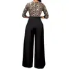 Calças Femininas Europeias e Americanas Transfronteiriças Moda Casual Elegante Estampadas Cintura Alta Manga Curta Calças Pantalona Divididas Calças