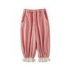 Calça Feminina Qiu Duo Meng com Punho de Renda 2026 Nova Coleção Primavera e Outono Estilo Coreano Casual para Crianças Calça Solta para Bebês