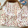 Suave Estampado de Dibujos Animados Rosa Ropa de Casa para Mujer Primavera y Otoño, Cuello de Solapa, Mangas Largas, Pantalones Largos, Conjunto de Pijama de Dos Piezas, Se Puede Usar al Aire Libre