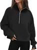 Chamarra de Polar Suelta con Mangas Raglán Estilo Europeo y Americano para Mujer Otoño e Invierno, Sudadera Corta de Media Cremallera para Mujer