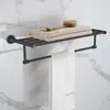 Toallero negro transfronterizo, estante de almacenamiento para baño, toallero de aluminio para espacio de baño, juego de accesorios de ferretería