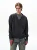 Suéter MRNEARLY estilo americano con media cremallera y efecto desgastado, colección otoño/invierno para hombre, corte holgado y relajado, con un diseño único y elegante