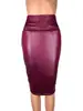 Comércio Exterior Russo Transfronteiriço Estilo Europeu e Americano Sexy Versátil Couro Sintético Cintura Alta Comprimento do Joelho com Fenda e Design Bodycon Atacado
