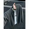 Jaqueta Cardigan de Tricô Cáqui Masculina Toque de Luxo Outono e Inverno Roupa Estilo Marido Retrô Americano Estilo Old Money Suéter