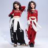 Fantasia de Menina para Jazz Dance Primavera e Verão Calça Roupa de Jazz Conjunto Top Moda Menina Barriga de Fora Roupa de Rua