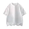Camiseta de Verano para Hombre de Color Sólido, Manga Corta, Alta Gama, Talla Grande, Holgada, Algodón Puro, Talla Grande, Cuello Redondo, Manga Corta, Fina