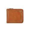 Nova Carteira Masculina de Cor Pura Porta Documentos Porta Notas Porta Cartões com Zíper Porta-Moedas Masculino com Logo Impresso