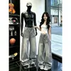 Jeans largos da moda de rua com estampa de estrelas para mulheres, nova coleção de verão, caimento relaxado, modelador, calças compridas, da moda