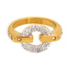 Europa e Estados Unidos ins vento dia palavra estrelas cintilantes anel de strass banhado a ouro 18k real nicho vento frio anel de aço de titânio mulheres