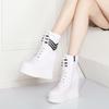 Otoño e Invierno Negro Tacón Oculto 12cm Zapatos Casuales de Cuña Estilo Coreano Modernos Versátiles Botines Cortos Zapatos para Mujer
