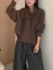 Conjunto de Dos Piezas de Punto de Alta Gama con Cuello en V y Bufanda Desmontable para Mujer Nuevo Estilo Retro Casual Otoño e Invierno 2025