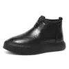 Botas de cuero de caña alta sin cordones para hombre, botines negros de moda, botas de trabajo de suela gruesa, versátiles para el uso diario