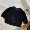 Gl-Kids Versión Coreana del Nuevo Producto de Otoño para Niños con Estampado de Letras y Combinación de Colores Camiseta Básica de Manga Larga Suelta para Niños y Niñas