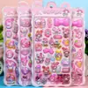 Pegatinas Infantiles de Dibujos Animados Tridimensionales Lindos Animales de Cristal Niñas Transparentes 3D Relieve Tridimensional Divertidos para Teléfono Móvil