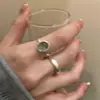 Anillo Abierto de Plata Rota Lágrimas Azules para Mujer, Anillo Minimalista para Dedo Índice, Anillo de Moda Tendencia Personalidad Amistad