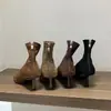 Botas de Tacón Alto Puntiagudas Estrechas Otoño/Invierno 2026 para Mujer Tacón Fino Francés Botines de Ante Retro con Cremallera Trasera Botas de Moda Elásticas