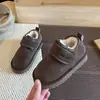 Botas de Nieve Forradas de Felpa para Niños 2025 Nuevo Estilo Invierno Niños Velcro Zapatos Grandes de Algodón Niñas Suela Suave Cálidos Zapatos Tipo Pan