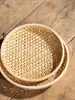 Cesta de Fruta Tejida de Bambú Hecha a Mano Natural, Bandeja de Té, Cesta de Bocadillos, Cesta para Pan al Vapor, Tamiz Redondo Perforado de Bambú para el Hogar