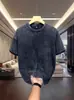 Camiseta de Algodón Lavado de Manga Corta American High Street para Hombre Verano Suelta Trendy Marca Casual Pareja Top Manga Tres Cuartos