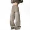 Pantalones de chándal de estilo americano para calle, de pierna curva, para hombre y mujer, pantalones de pierna ancha con lavado degradado negro oscuro, bolsillos tridimensionales de trabajo, pantalones largos de moda
